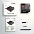 Axagon RSS-CD09 rámeček pro 2.5" SSD/HDD do DVD slotu, 9.5 mm, LED, hliník