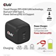 Club3D cestovní nabíječka PPS 45W GAN technologie, Dual port USB Type-C, Power Delivery(PD) 3.0 Support