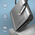 Axagon CRE-S3C, USB-C 3.2 Gen 1 - SUPERSPEED čtečka karet 3-slot & lun SD/microSD/CF, podpora UHS-II