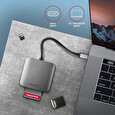 Axagon CRE-S3C, USB-C 3.2 Gen 1 - SUPERSPEED čtečka karet 3-slot & lun SD/microSD/CF, podpora UHS-II