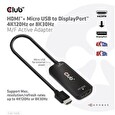 Club3D Adaptér HDMI + Micro USB na DisplayPort 4K120Hz/8K30Hz, Active Adapter M/F