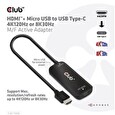 Club3D Adaptér HDMI + Micro USB na USB-C 4K120Hz/8K30Hz, Active Adapter M/F