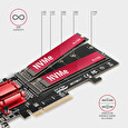 Axagon PCEM2-ND, PCIe x8 řadič - 2x M.2 NVMe M-key slot, RAID, podpora desek bez bifurkace, vč. LP