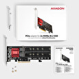 Axagon PCEM2-ND, PCIe x8 řadič - 2x M.2 NVMe M-key slot, RAID, podpora desek bez bifurkace, vč. LP