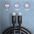 Axagon BUCM-CM20AB, HQ kabel USB-C <-> USB-C, 2m, USB 2.0, PD 60W 3A, ALU, oplet, černý
