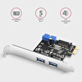 AXAGON PCEU-232VLS, PCIe řadič, 2+2x USB 3.2 Gen 1 port, 5 Gbps, SATA napájení, SP & LP
