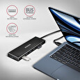 AXAGON HUE-F7A, 7x USB 3.2 Gen 1 ALU FLAT CHARGING hub, micro USB napájecí konektor, kabel USB-A 1m