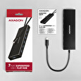 AXAGON HUE-F7C, 7x USB 3.2 Gen 1 ALU FLAT CHARGING hub, micro USB nap. konektor, kabel USB-C 30cm