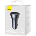 Baseus CGJP010013 Nabíječka do Auta Triple Quick Charger USB/USB-C/USB-C 65W Dark Grey