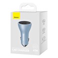 Baseus CGJP010003 Nabíječka do Auta Triple Quick Charger USB/USB-C/USB-C 65W Wathet Blue