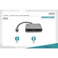 DIGITUS Adaptér USB-C - 2x HDMI, 18 cm 4K/30Hz, stříbrný, hliníkový kryt