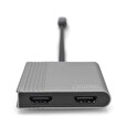 DIGITUS Adaptér USB-C - 2x HDMI, 18 cm 4K/30Hz, stříbrný, hliníkový kryt