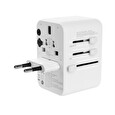 Adaptér FIXED Cestovní pro EU, UK a USA/AUS, s 3xUSB-C a 2xUSB výstupem, GaN, PD 65W, bílý