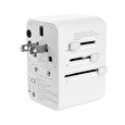 Adaptér FIXED Cestovní pro EU, UK a USA/AUS, s 3xUSB-C a 2xUSB výstupem, GaN, PD 65W, bílý