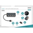 DIGITUS USB 3.0 Hub, 4 porty, přepínač Hliníkové pouzdro