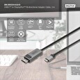 DIGITUS 8K@30Hz. USB typu C na DP; kabelový adaptér HBR3; hliníkový kryt; Černá 1m
