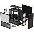 DEEPCOOL skříň CH560 Digital / MidT/ 3x140 a 120mm ARGB fan / USB 3.0 / USB-C/ tvrzené sklo / digitální displej / černá
