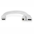 Nedis USB-C adaptér/ USB-C zástrčka - USB-C zásuvka / 3,5 mm jack zásuvka/ bílý/ blistr/ 10 cm