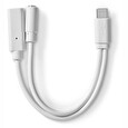Nedis USB-C adaptér/ USB-C zástrčka - USB-C zásuvka / 3,5 mm jack zásuvka/ bílý/ blistr/ 10 cm