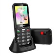EVOLVEO EasyPhone FS, vyklápěcí mobilní telefon 2.8" pro seniory s nabíjecím stojánkem (černá barva)