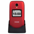 EVOLVEO EasyPhone FS, vyklápěcí mobilní telefon 2.8" pro seniory s nabíjecím stojánkem (červená barv