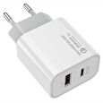 ColorWay 1x USB a 1x USB-C/ turbo síťová nabíječka/ 30W/ 100V-240V/ Bílá