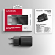 AXAGON ACU-PQ20, nabíječka do sítě 20W, 2x port (USB-A + USB-C), PD3.0/PPS/QC4+/AFC/Apple, černá