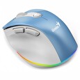 Genius Ergo 9000S Pro Light Blue/ duální Bluetooth + 2,4GHz/ 2400 dpi/ bezdrátová/ 6tlačítková/ dobíjecí/ RGB/ modrobílá