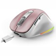 Genius Ergo 9000S Pro Pink/ duální Bluetooth + 2,4GHz/ 2400 dpi/ bezdrátová/ 6tlačítková/ dobíjecí/ RGB/ růžová