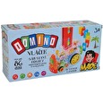 Hračka Transparentní lokomotiva domino 86 ks, se světlem, na baterie, 15 x 7,5 x 11 cm