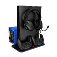 Canyon multifunkční chladící stojan pro PS5, nabíjení 2 PS5 ovladačů, RGB podsvícení, černý