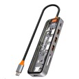 Canyon replikátor portů DS-13 7v1, 1xUSB-C PD 100W, 1xHDMI (4K), 3x USB 3.0, SD/micro čtečka, průhledný