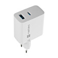 Univerzální USB nabíječka Natec RIBERA GaN 1X USB-A + 1X USB-C 65W, Bílá