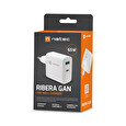 Univerzální USB nabíječka Natec RIBERA GaN 1X USB-A + 1X USB-C 65W, Bílá