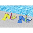 Set Bestway šnorchovací dětský Essential - ploutve, brýle, šnorchl (žluto-růžová, modro-zelená)