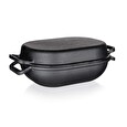 Pekáč Banquet litinový Excellent 39 x 26 x 14 cm, 3 + 4 l, oválný s víkem, černý