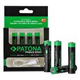 PATONA nabíjecí baterie AAA/LR03 Li-Pol 500mAh 1,5V s USB-C nabíjením, 4ks v balení