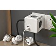 Cubenest Powercube ReWirable USB PD 20W, A+C, 4× zásuvka, bílá/šedá, 4 cestovní koncovky, dětská pojistka, uzemnění