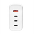 Akyga Nabíječka univerzální USB-A + 3x USB-C PD 5-28V / max. 5A 140W Quick Charge 3.0 GaN, bílá