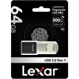 Lexar flash disk 64GB - Fingerprint F35Pro USB 3.2 (čtení/zápis: 300/150MB/s)