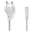 Nedis napájecí kabel 230V pro adaptéry/ přípojný/ Euro zástrčka/ konektor IEC-320-C7/ dvoulinka/ bílý/ bulk/ 2m