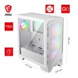 MSI skříň MAG FORGE 320R AIRFLOW WHITE/ bez zdroje/ bílý/ levé temperované sklo/ 4x 120 mm A-RGB fan/ 2x USB3.2/ černá