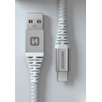 Swissten DATOVÝ KABEL KEVLAR USB / USB-C 1,5 M BÍLÝ