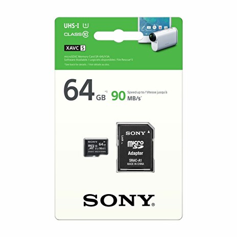 SONY microSD karta 64GB, class10, 90MB/s, adapter