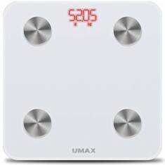 UMAX chytrá váha Smart Scale US20M/ 0,2 – 150 kg/ Bluetooth 4.0/ 6 tělesných parametrů/ čeština/ bílá