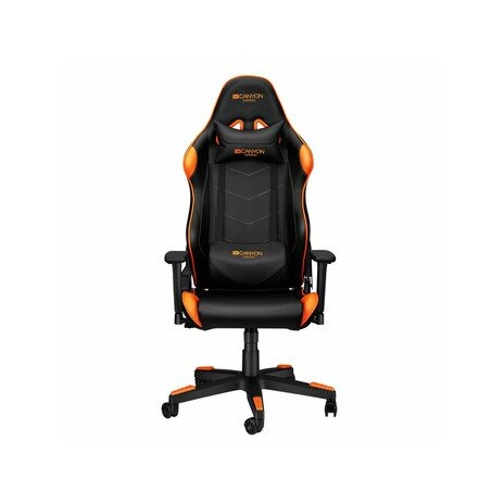CANYON herní židle Deimos, PU kůže, kovový rám, 90-165°, 3D opěrka, plynový zdvih třídy 4, černo-oranžová