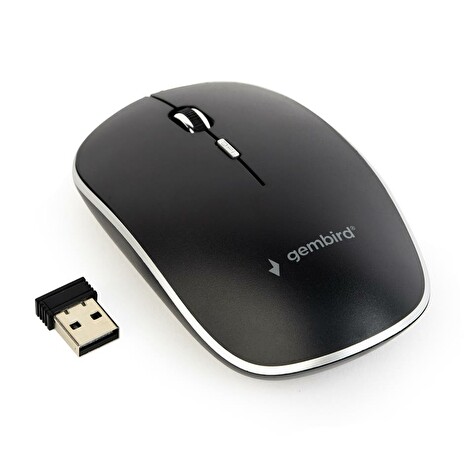 Gembird bezdrátová optická myš MUSW-4B-01, 1600 DPI, nano USB, černá