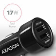AXAGON PWC-5V3, SMART nabíječka do auta, 2x port 5V-2.4A + 1A, 17W