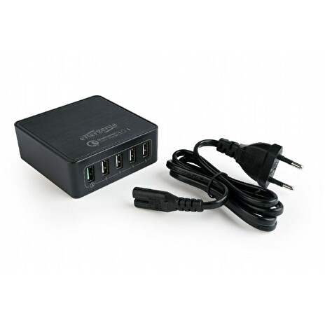 GEMBIRD 5-port USB quick charger, QC 3.0, black