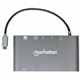 Manhattan Dokovací stanice USB-C na HDMI, Mini DP, VGA, 3xUSB 3.0, USB-C PD port, RJ 45, Card Reader, 3,5 mm